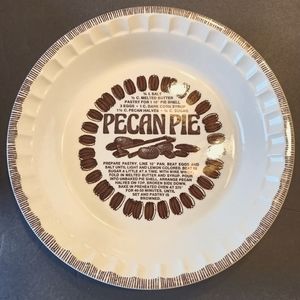 Vintage Royal China By Jeannette Deep Dish Pecan Pie Plate with Recipe 11" round